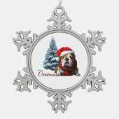 Merry Kerstbulldog Tin Sneeuwvlok Ornament (Voorkant)