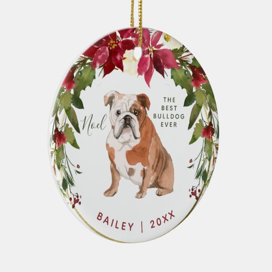 Merry Kerstbulldog | Voeg de foto van uw hond toe Keramisch Ornament (Rechts)