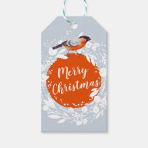 Merry Kerstbullfinch Bird Snowy WreatWinter