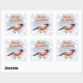 Merry Kerstbullfinch Bird Snowy WreatWinter Vierkante Sticker (Vel)