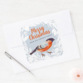 Merry Kerstbullfinch Bird Snowy WreatWinter Vierkante Sticker (Envelop)