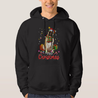 Merry kerstbullmastiff Santa Hat Tree Lights Hoodie