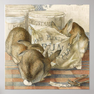 Merry KerstBunny Rabbits Poster