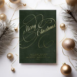 Merry kerstbusiness elegant folie feestdagenkaart<br><div class="desc">Eenvoudig luxe zakelijke feestkaart met een stijlvolle, echte gouden folie Een klassiek, klassiek kerstscript met een , donkergroene, exclusieve look (PRINTED, NOT REAL VELVET). Gemakkelijk om zich aan te passen aan jouw tekst aan beide zijden. VOEG NOTA dat de kleur van de folie veranderbaar is - u kunt goud, zilver,...</div>
