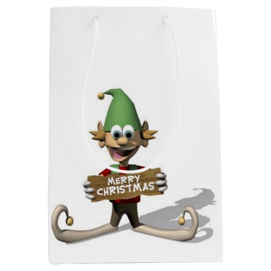 Merry kerstcadeau Elf Medium Cadeauzakje (Voorkant)