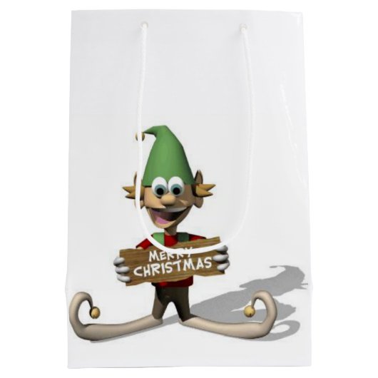 Merry kerstcadeau Elf Medium Cadeauzakje (Achterkant)