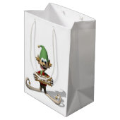 Merry kerstcadeau Elf Medium Cadeauzakje (Achterkant Gekanteld)