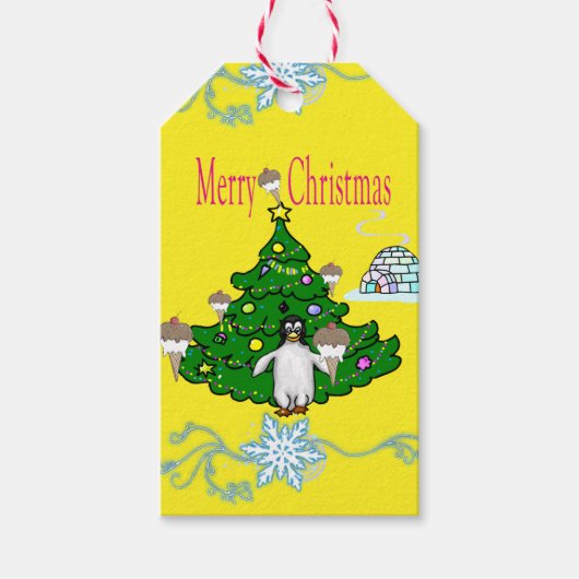 Merry kerstcadeau Labels Penguin Cadeaulabel (Voorkant)