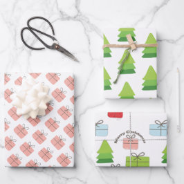 Merry-kerstcadeauboompatroon Inpakpapier Vel