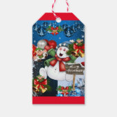 Merry kerstcadeaus Labels Snowman Cadeaulabel (Voorkant)