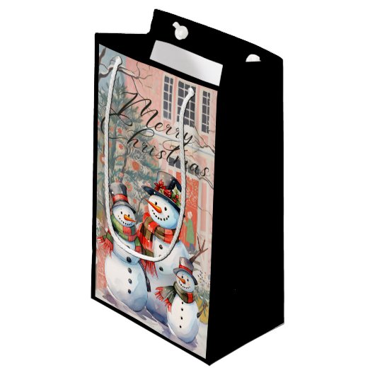 Merry kerstcadeautas klein cadeauzakje (Voorkant Gekanteld)