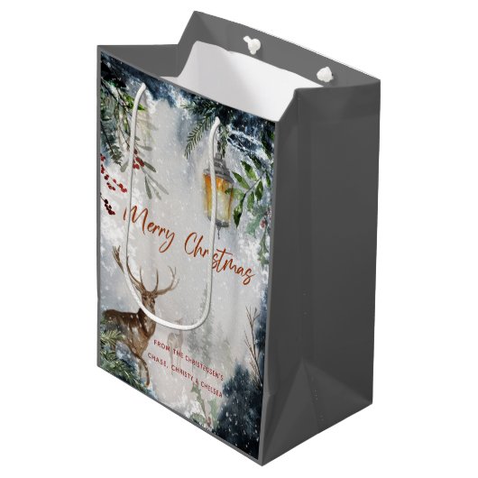 Merry kerstcadeautas medium cadeauzakje (Voorkant Gekanteld)