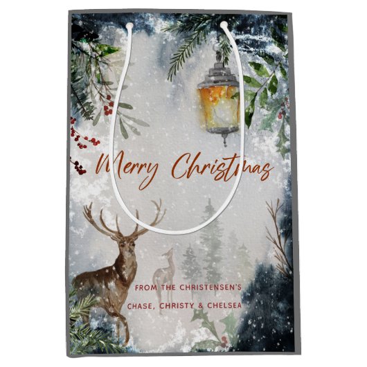 Merry kerstcadeautas medium cadeauzakje (Voorkant)