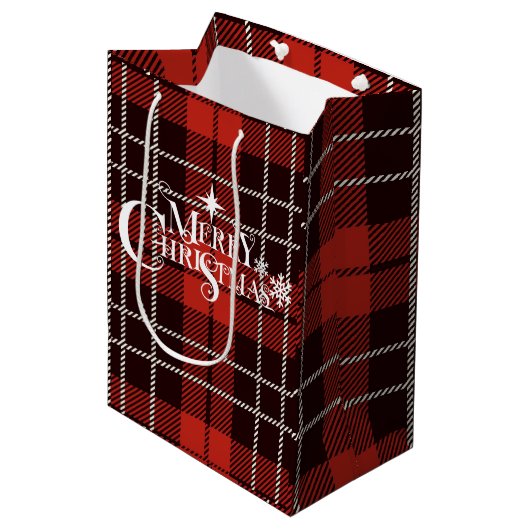 Merry kerstcadeautas medium cadeauzakje (Voorkant Gekanteld)