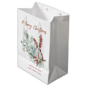 Merry kerstcadeautas medium cadeauzakje (Voorkant Gekanteld)