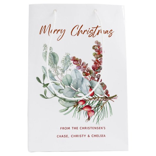 Merry kerstcadeautas medium cadeauzakje (Voorkant)