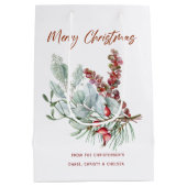 Merry kerstcadeautas medium cadeauzakje (Achterkant)
