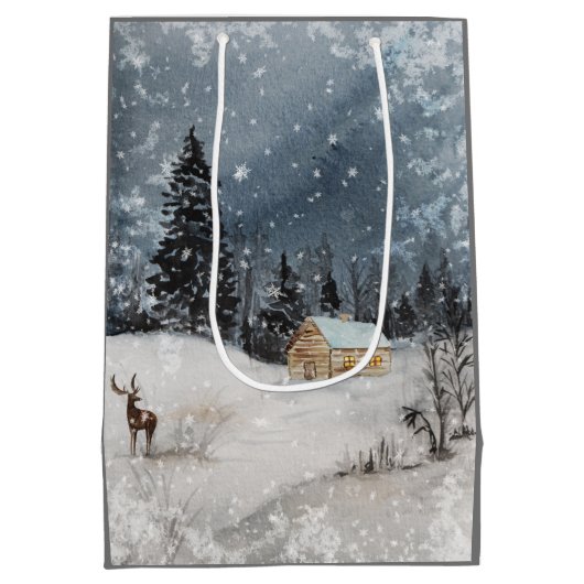 Merry kerstcadeautas medium cadeauzakje (Achterkant)