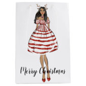 Merry kerstcadeautas medium cadeauzakje (Voorkant)