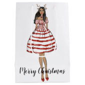 Merry kerstcadeautas medium cadeauzakje (Achterkant)