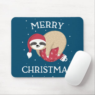 Merry kerstcadeautje Sloth Funny Santa Women Girls Muismat