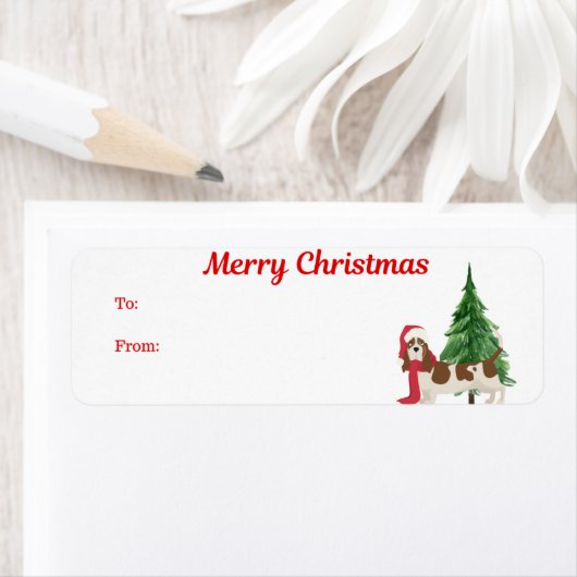 Merry kerstcadeautjes op bont etiket (Insitu)