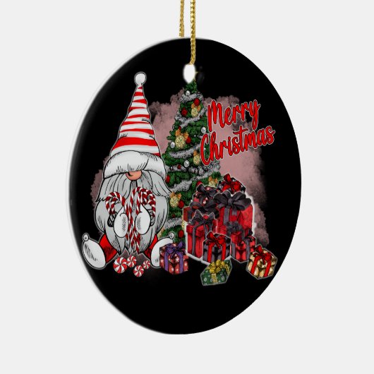 Merry-kerstcadeautjes voor Gnome Keramisch Ornament (Rechts)