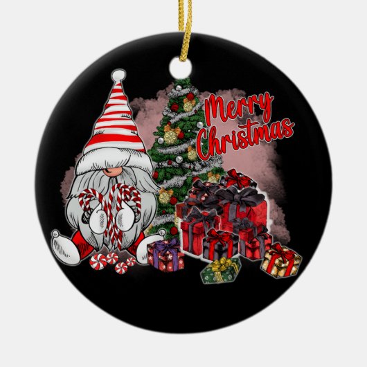 Merry-kerstcadeautjes voor Gnome Keramisch Ornament (Voorkant)