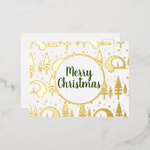 Merry Kerstcamper Pattern Gold geperst Folie Feestdagen Briefkaart (Voorkant / Achterkant)