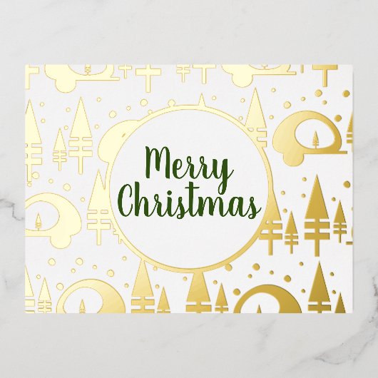Merry Kerstcamper Pattern Gold geperst Folie Feestdagen Briefkaart (Voorkant)
