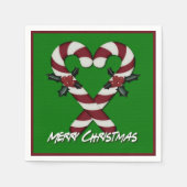 Merry Kerstcandy Cane Heart Green Napkins Servetten (Voorkant)