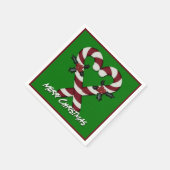 Merry Kerstcandy Cane Heart Green Napkins Servetten (Hoek)