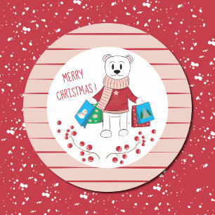 Merry KerstCartoon Polar Beer Stickers