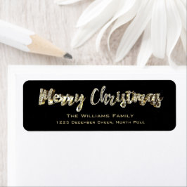 Merry-Kerstchic Black- en Gold-script Etiket