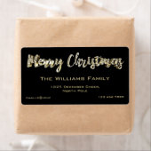 Merry-Kerstchic Black- en Gold-script Etiket (Insitu)