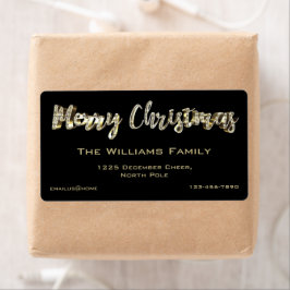 Merry-Kerstchic Black- en Gold-script Etiket