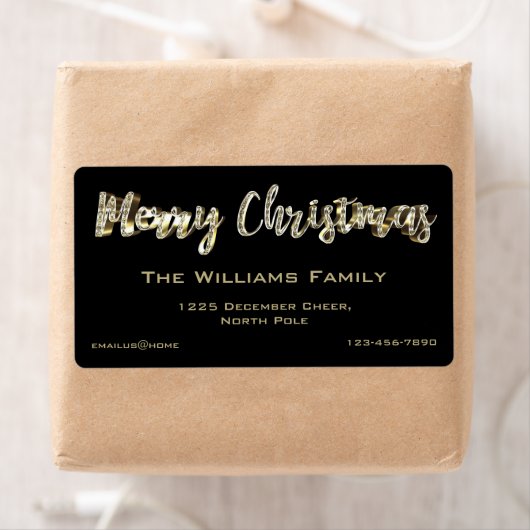 Merry-Kerstchic Black- en Gold-script Etiket (Insitu)