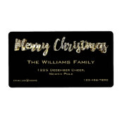 Merry-Kerstchic Black- en Gold-script Etiket (Voorkant)