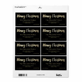 Merry-Kerstchic Black- en Gold-script Etiket (Full Sheet)