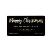 Merry-Kerstchic Black- en Gold-script Etiket (Voorkant)