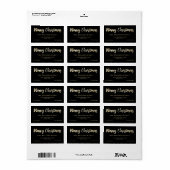 Merry-Kerstchic Black- en Gold-script Etiket (Full Sheet)