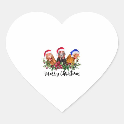 Merry KerstChicken Hart Sticker (Voorkant)