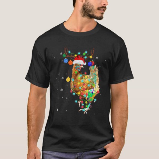 Merry KerstChicken Shirt Santa Hat Lights Xma (Voorkant)
