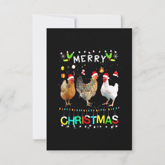 Merry KerstChicken Shirt Santa Hat Lights Xma Bedankkaart (Voorkant)