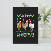 Merry KerstChicken Shirt Santa Hat Lights Xma Bedankkaart (Staand voorkant)