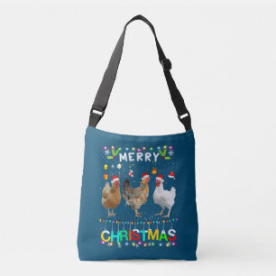 Merry KerstChicken Shirt Santa Hat Lights Xma Crossbody Tas