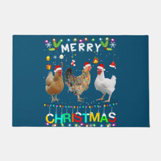 Merry KerstChicken Shirt Santa Hat Lights Xma Deurmat