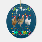 Merry KerstChicken Shirt Santa Hat Lights Xma Keramisch Ornament (Links)