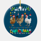 Merry KerstChicken Shirt Santa Hat Lights Xma Keramisch Ornament (Achterkant)