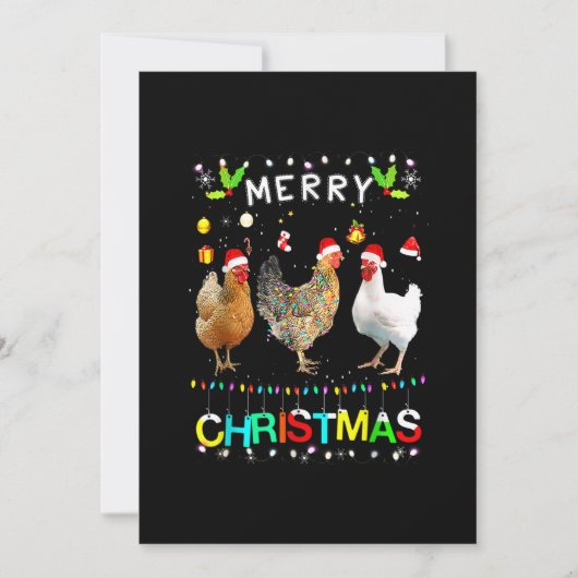 Merry KerstChicken Shirt Santa Hat Lights Xma Save The Date (Voorkant)